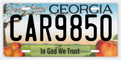 GA license plate CAR9850