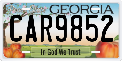 GA license plate CAR9852