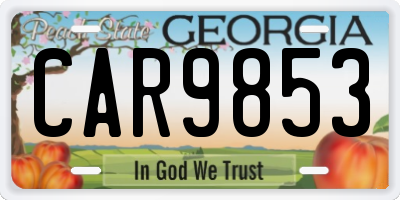 GA license plate CAR9853