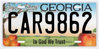 GA license plate CAR9862