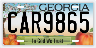 GA license plate CAR9865