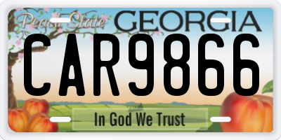 GA license plate CAR9866