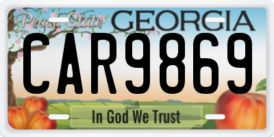 GA license plate CAR9869