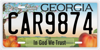 GA license plate CAR9874