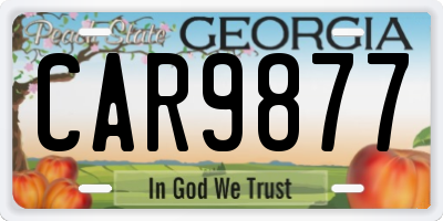 GA license plate CAR9877