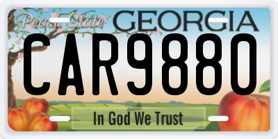 GA license plate CAR9880