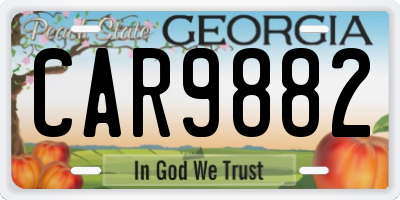 GA license plate CAR9882