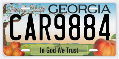 GA license plate CAR9884