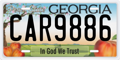 GA license plate CAR9886