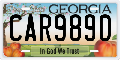 GA license plate CAR9890