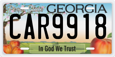 GA license plate CAR9918