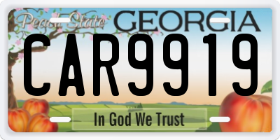 GA license plate CAR9919