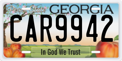 GA license plate CAR9942