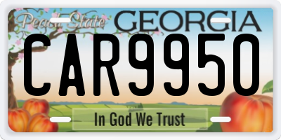 GA license plate CAR9950