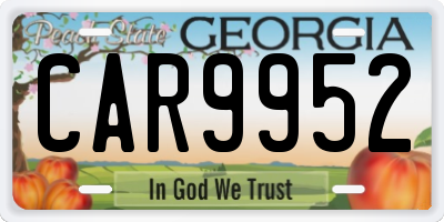 GA license plate CAR9952