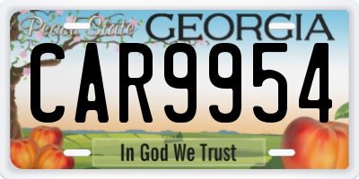 GA license plate CAR9954