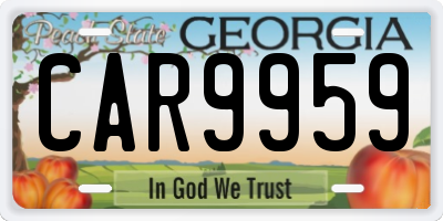 GA license plate CAR9959