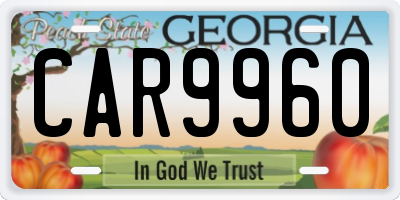 GA license plate CAR9960