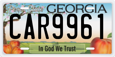 GA license plate CAR9961