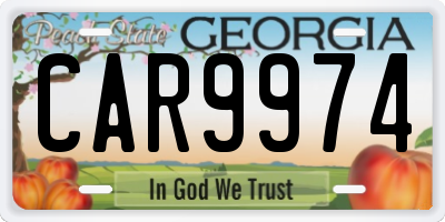 GA license plate CAR9974