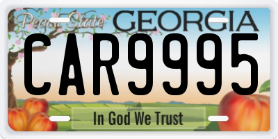 GA license plate CAR9995