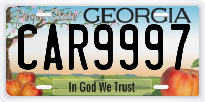 GA license plate CAR9997