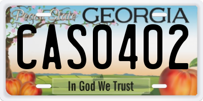 GA license plate CAS0402