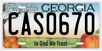 GA license plate CAS0670