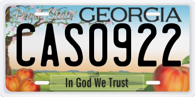 GA license plate CAS0922