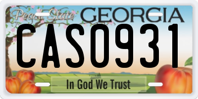 GA license plate CAS0931