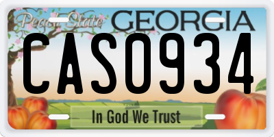 GA license plate CAS0934