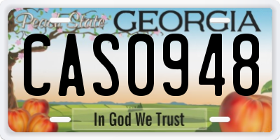 GA license plate CAS0948