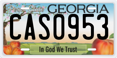 GA license plate CAS0953