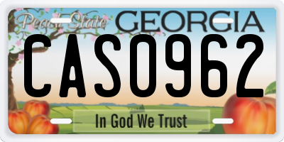 GA license plate CAS0962