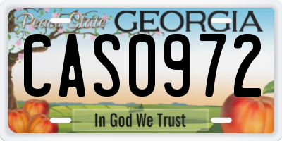 GA license plate CAS0972