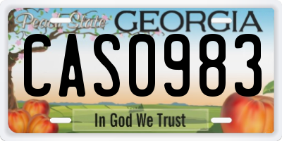 GA license plate CAS0983