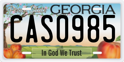 GA license plate CAS0985