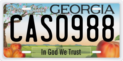 GA license plate CAS0988