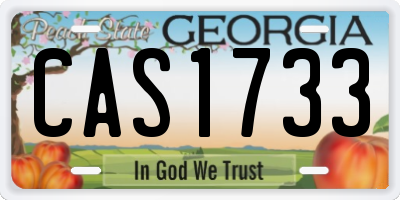 GA license plate CAS1733