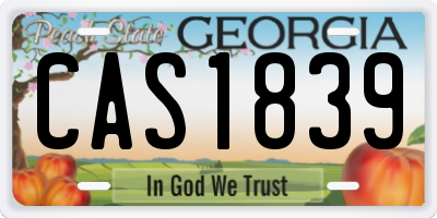 GA license plate CAS1839