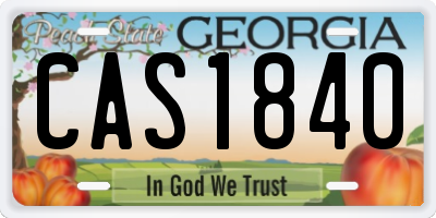 GA license plate CAS1840