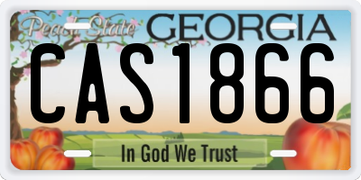 GA license plate CAS1866