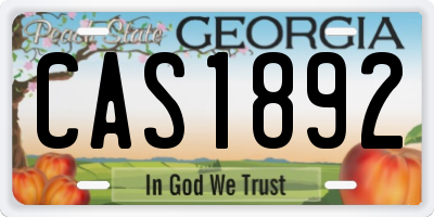 GA license plate CAS1892