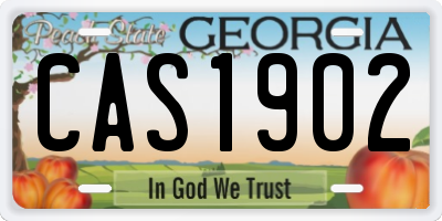 GA license plate CAS1902