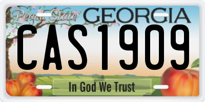 GA license plate CAS1909
