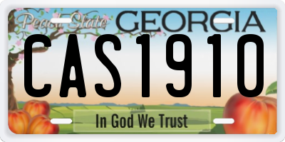 GA license plate CAS1910