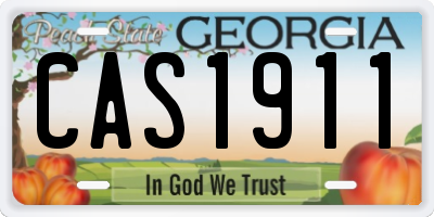 GA license plate CAS1911