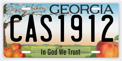 GA license plate CAS1912