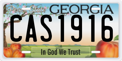 GA license plate CAS1916