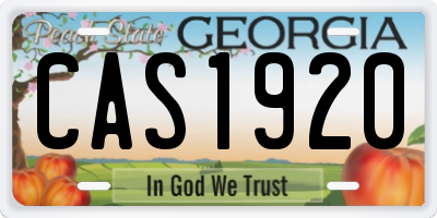 GA license plate CAS1920